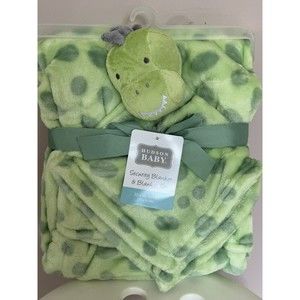 Hudson Baby Green Dinosaur Dot Security Blanket  Lovey Set Cozy Fleece B…